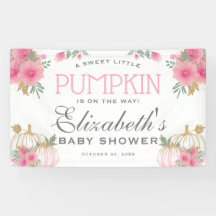 Élégant Baby shower Citrouille rose et or