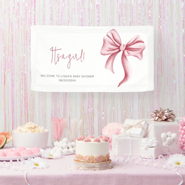 Banderoles Élégant Baby shower de cabot rose (Fête)