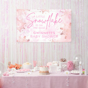 Banderoles Élégant Baby shower rose petit flocon de neige