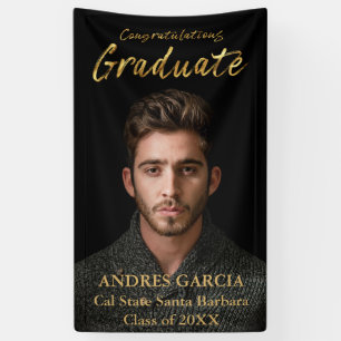 Banderoles Élégant Black Gold Graduate photo verticale