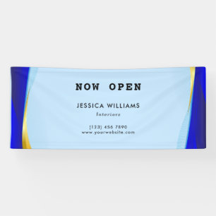 Banderoles Élégant Blue Gold Luxury Designer Logo Entreprise