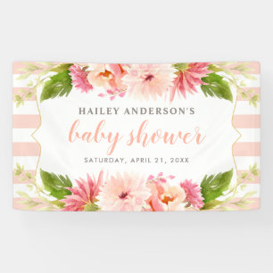 Banderoles Elégant Blush Floral Aquarelle Bébé Fille Douche