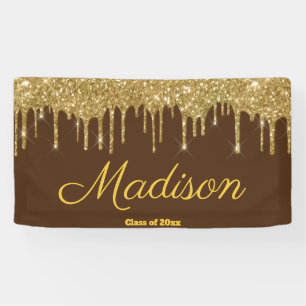 Banderoles Élégant Brown Gold Graduation Party Classe de 2024