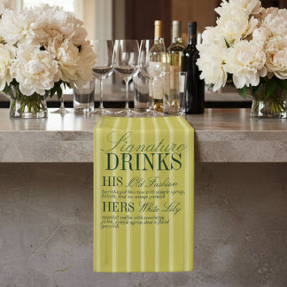 Banderoles Elegant Chartreuse Stripe Signature Drinks Wedding