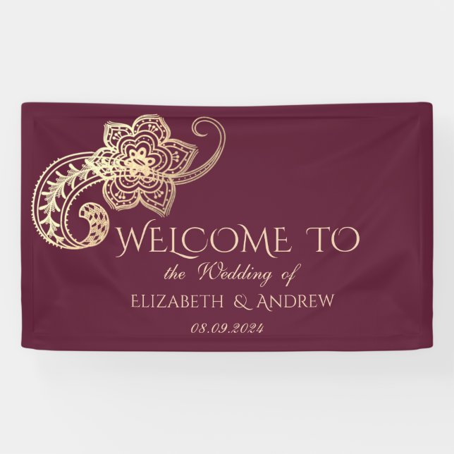 Banderoles Elégant Chic Gold Paisley (Horizontal)
