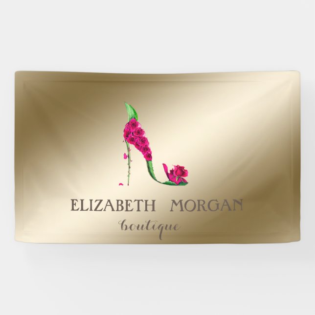 Banderoles Élégant Chic Moderne , Lumineux, Fleurs Talon Haut (Horizontal)
