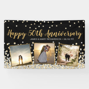 Banderoles Elégant Collage Photo Silver Gold 50e Anniversaire