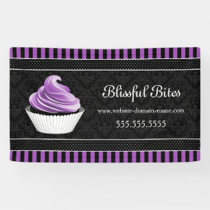 Banderoles Elégant Cupcake pourpre damassé