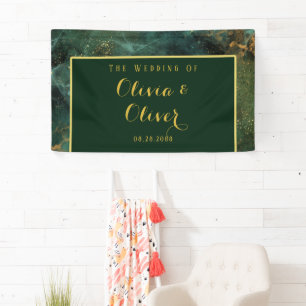 Banderoles Élégant Emerald Green & Gold Parties scintillant M