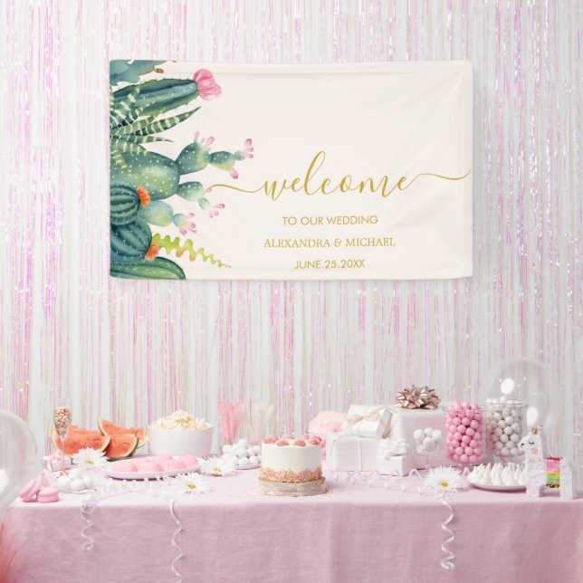 Banderoles Elégant Eucalyptus Vert Succulent Mariage (Fête)
