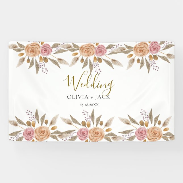 Banderoles Elegant Floral Wedding (Horizontal)