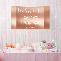 Banderoles Elégant Glam Rose Gold 30th Birthday Contexte