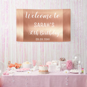 Banderoles Elégant Glam Rose Gold 30th Birthday Contexte