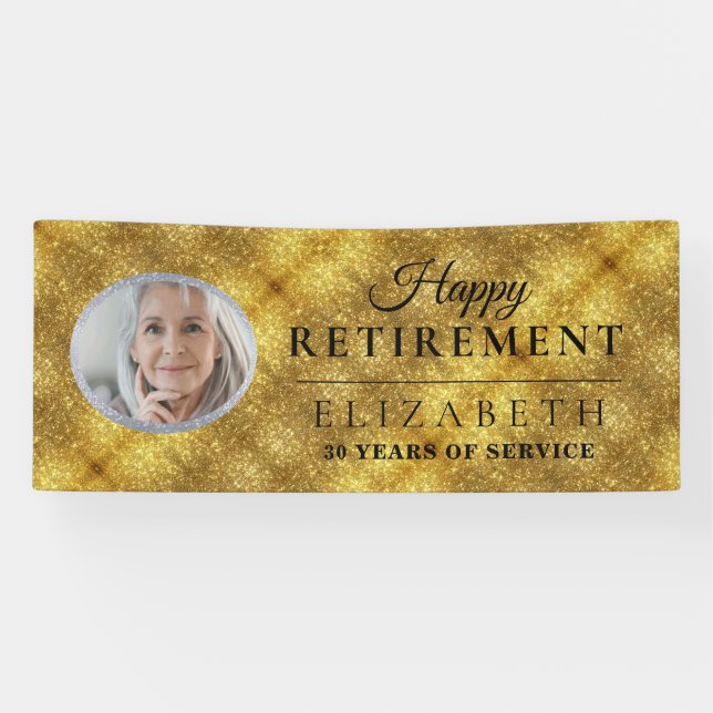Banderoles Elégant Golden Custom Photo Parti de retraite Bann (Horizontal)