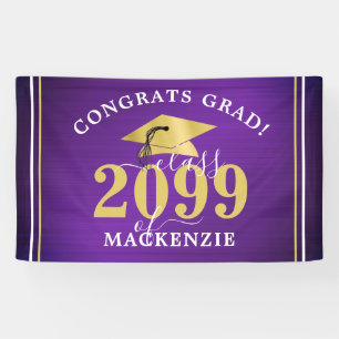 Banderoles Élégant Graduation Metallic Purple Gold Classe Ann