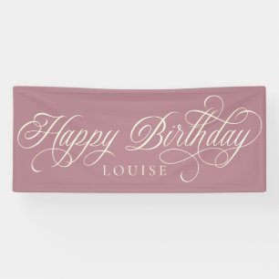 Banderoles Elégant Joyeux script d'anniversaire personnalisé