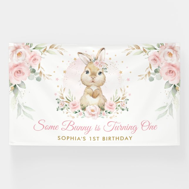Banderoles Élégant lapin rose floral lapin lapin fille Annive (Horizontal)