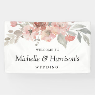 Banderoles Élégant Mariage d'aquarelle rose pâle