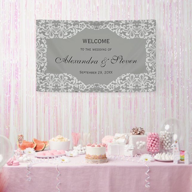 Banderoles Élégant Mariage de dentelle (Fête)
