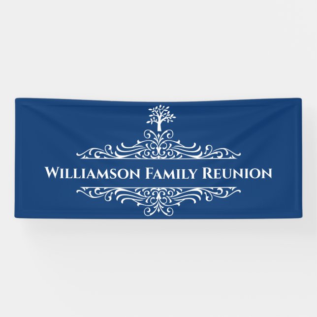 Banderoles Elégant Modern Family Tree Monogram Événement (Horizontal)