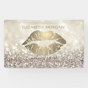 Banderoles Élégant Moderne Chic Glamour Brillant Bokeh, Lèvre