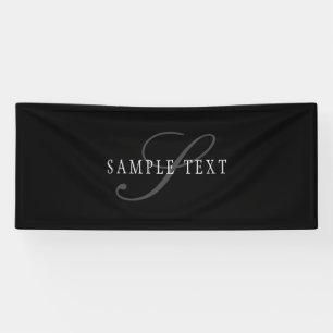 Banderoles Élégant Monogramme personnalisable   Noir gris bla