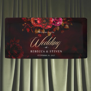 Banderoles Élégant moody romantique noir rouge mariage