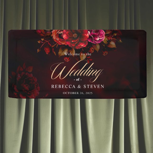 Banderoles Élégant moody romantique noir rouge mariage (Créateur téléchargé)