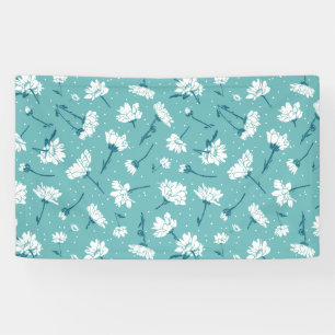 Banderoles Élégant motif floral - Botanique Turquoise et blan