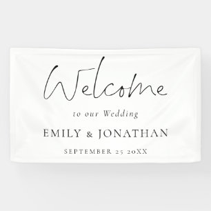 Banderoles Élégant nom du Mariage de script de bienvenue Date