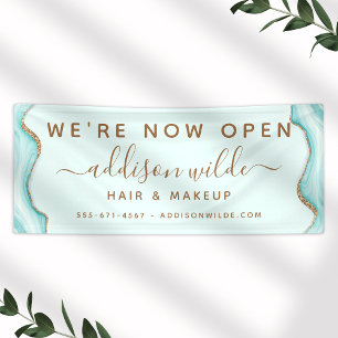 Banderoles Élégant Pailleté Or Bleu Marbre Agate Moderne Chic