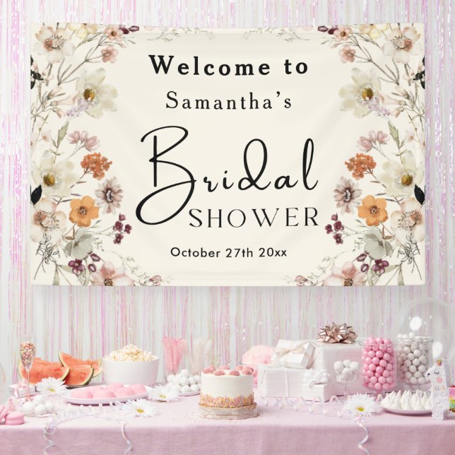Banderoles Élégant Pastel Boho Fleurs des Champs Mariage Mode (Fête)