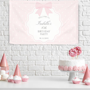 Banderoles Elégant Pastel Pink Bow Girl Accueil Anniversaire
