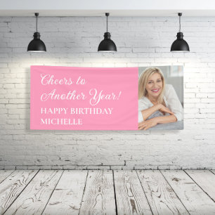 Banderoles Elégant Pink Cheval Un An Plus Photo Anniversaire