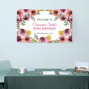 Banderoles Elégant Purple Bourgogne Rose Verdure Anniversaire