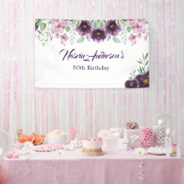 Banderoles Elegant Purple Floral Birthday Invitation