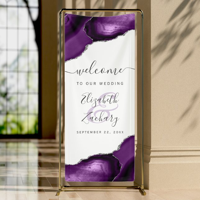 Banderoles Elegant Purple Silve Agate Corners Wedding Welcome (Créateur téléchargé)