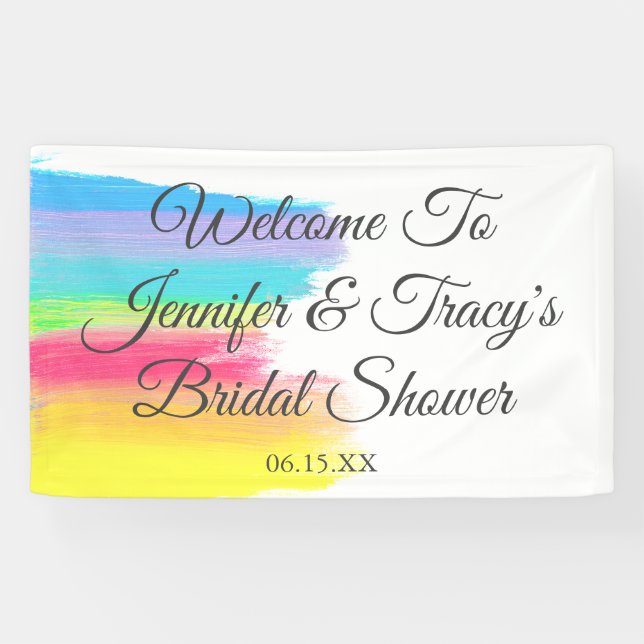 Banderoles Elegant Rainbow Personalized Lesbian Bridal Shower (Horizontal)