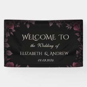 Banderoles Élégant Rose de Bourgogne noire Mariage