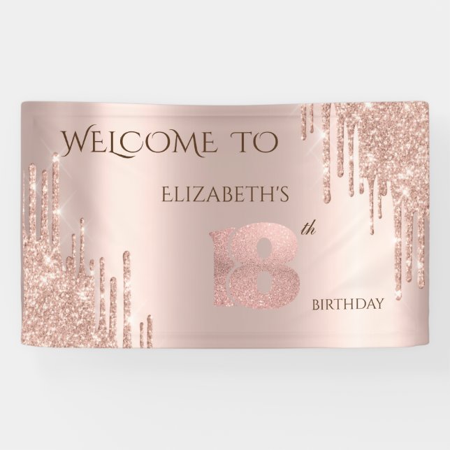 Banderoles Elégant Rose Festive Gold Drivers Anniversaire (Horizontal)
