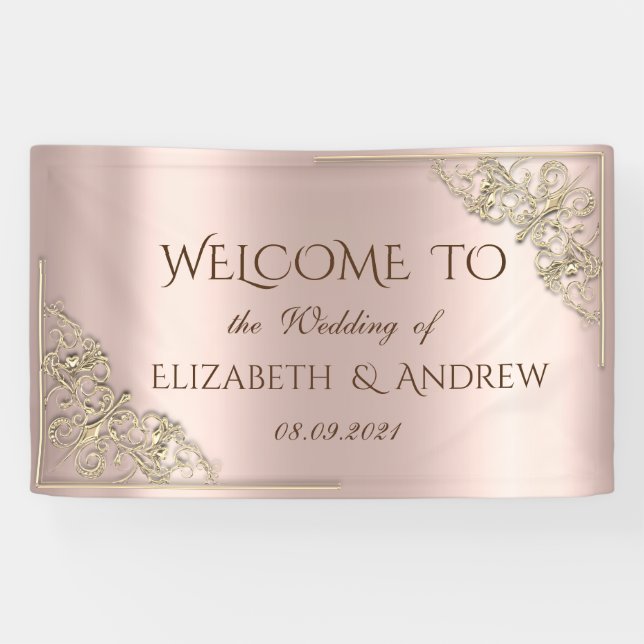 Banderoles Elégant Rose Gold Frame Festive (Horizontal)