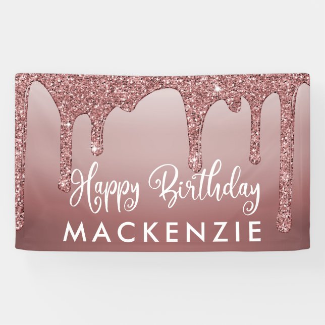Banderoles Elégant Rose Gold Sparkle Parties scintillant Driv (Horizontal)
