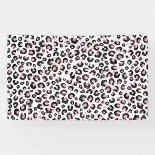 Banderoles Élégant Rose Léopard Noir Motif
