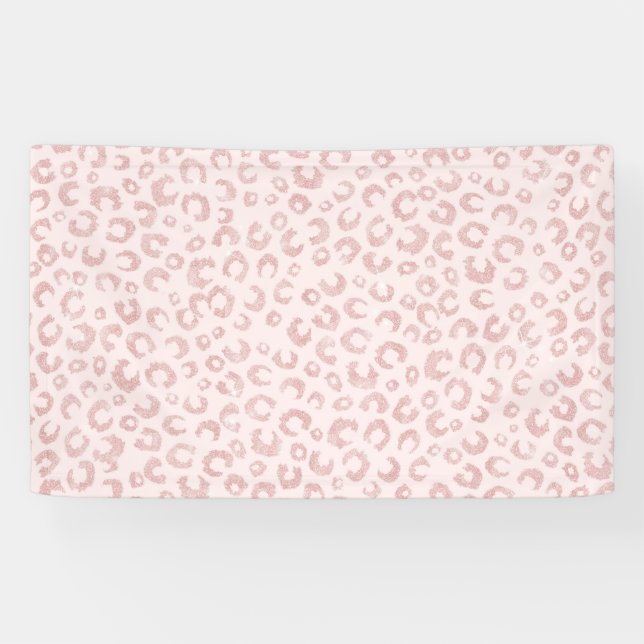 Banderoles Élégant Rose Parties scintillant d'or Leopard Moti (Horizontal)