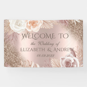 Banderoles Elégant Rose Parties scintillant Or Ombre Boho Fle