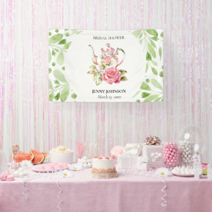 Banderoles Elégant Rose Vert Floral Fleurs Mariage
