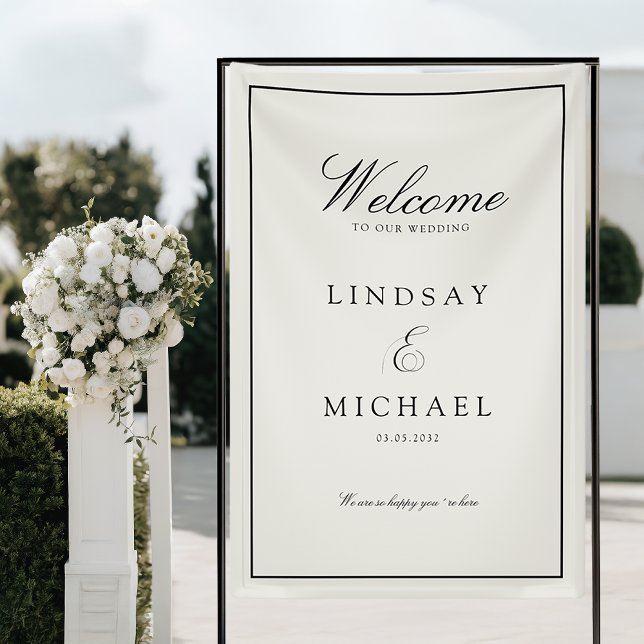 Banderoles Elegant Royal Ivory & Black Wedding (Elegant Royal Ivory & Black Wedding Banner)