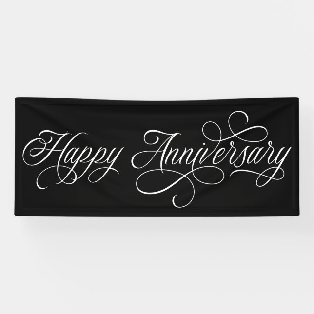 Banderoles Élégant script Happy Anniversaire (Horizontal)