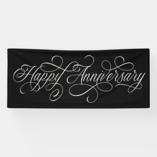 Banderoles Élégant script Happy Anniversaire