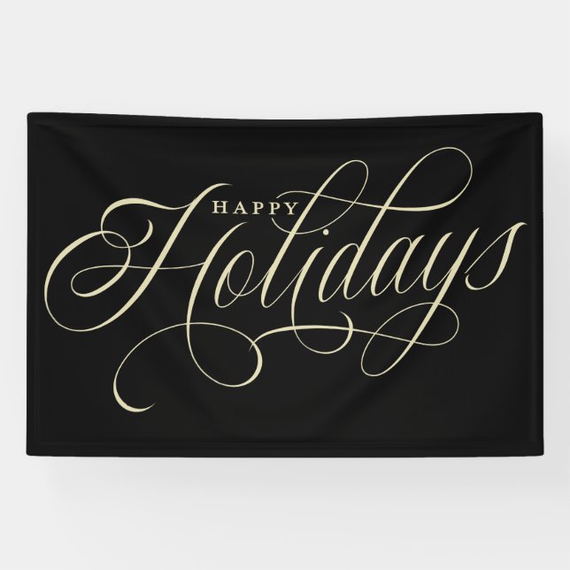 Banderoles Élégant script Happy Holidays (Horizontal)